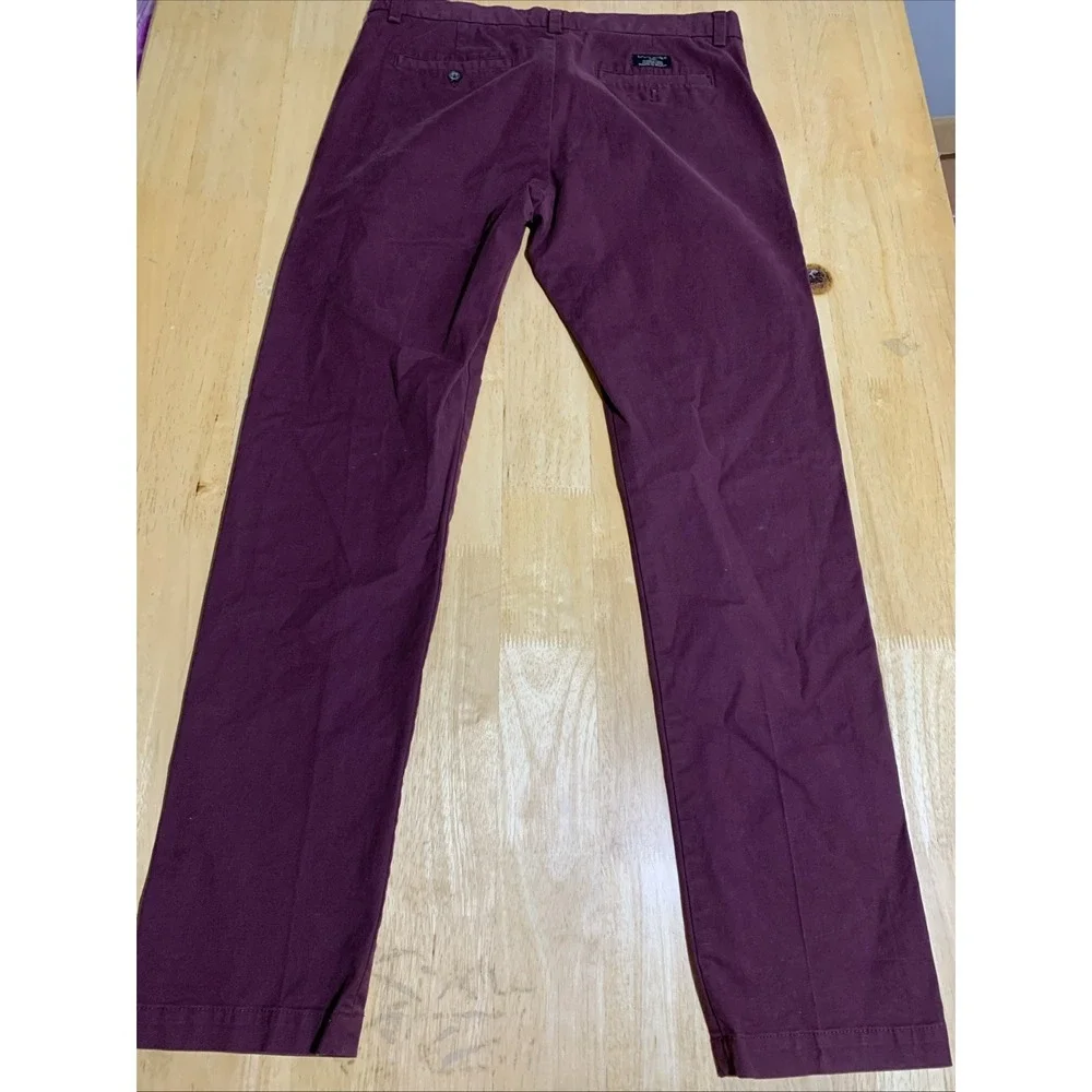 Banana Republic Fulton Skinny Chino Pants Mens 34X34  Zip Red/Burgundy